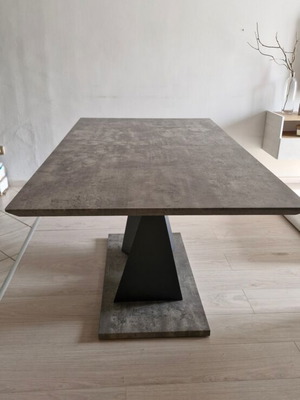 Grey cement dining table with extension