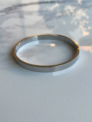 Handcuff bracelet stainless steel new, gold and silver