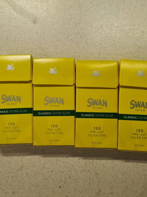 Swan Classic Extra Slim cigarette filters new, pack of 4 with 120 filters