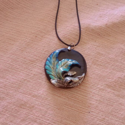 Necklace made of polymer clay and cord like new