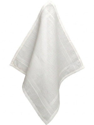 Traditional White Dance Handkerchief 100% Cotton with Stripes MARK140 40×40cm
