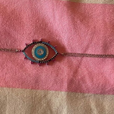 Anna Maria Mazaraki 925 silver bracelet new with colored zircons and blue enamel