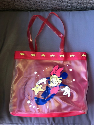 Children's beach bag used, red and pink