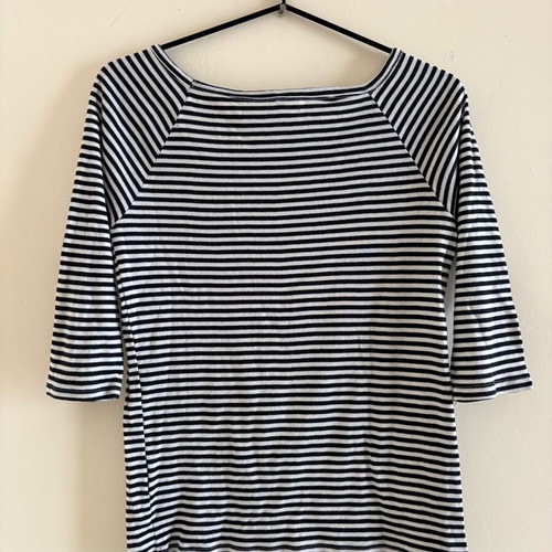 Benetton striped blouse used, size L, black and white, 100% cotton