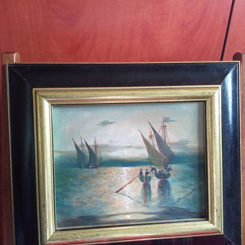 Brikman painting used, oil on wood with frame