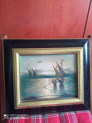 Brikman painting used, oil on wood with frame