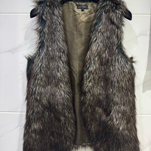 Soul Rebel sleeveless fur vest like new, brown, size L
