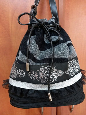 Handmade boho style bag new, black and white
