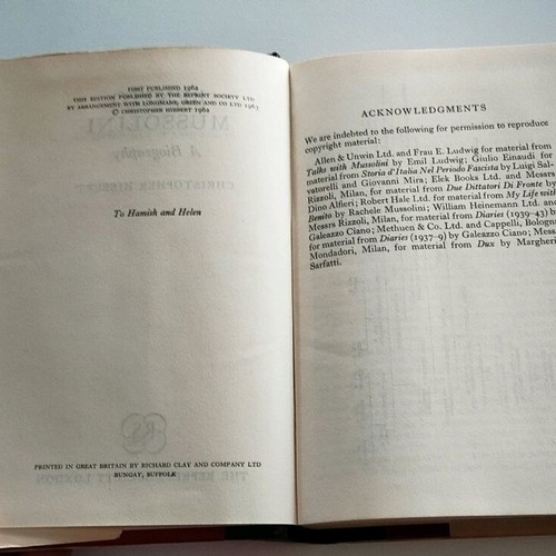 Benito Mussolini βιβλίο μεταχειρισμένο, Christopher Hibbert, 1962