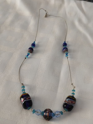 Handmade necklace with beads new, blue