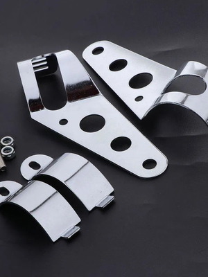 Motorcycle Headlight Mount Brackets Chrome Silver New