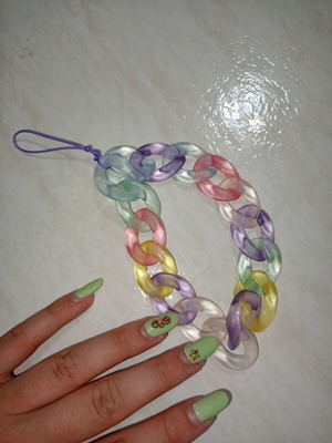 Plastic mobile accessory chain with pastel colors new