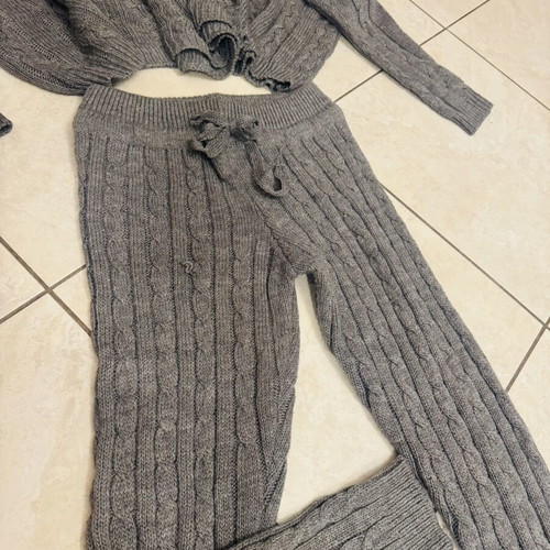 Women's knitted co-ord set 2 pieces used, grey anthracite