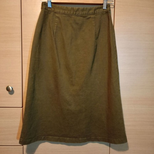 Zara denim khaki midi skirt XS like new with buttons and pockets