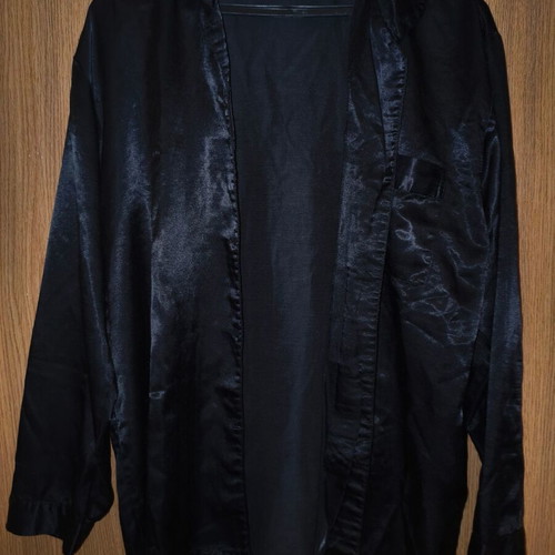 Nadia Lingerie Black Satin Shirt L like new, oversized pajama style