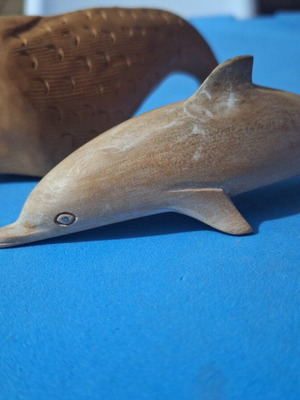Wooden fish handmade used, set of 2