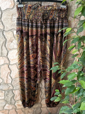 Boho pants like new, one size, brown multicolor