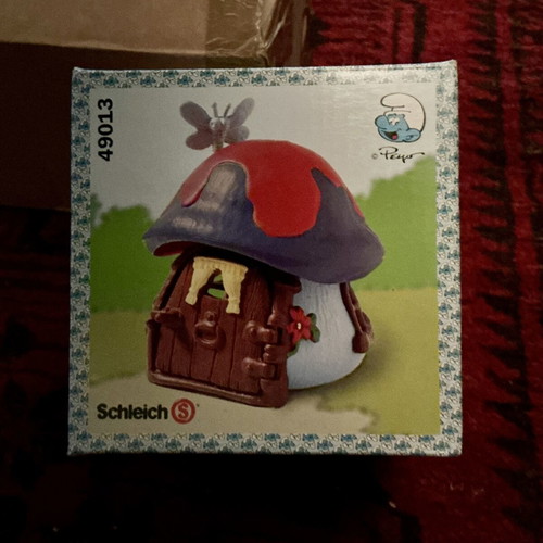 Vintage Schleich Smurf Mushroom House 49013 new, collectible