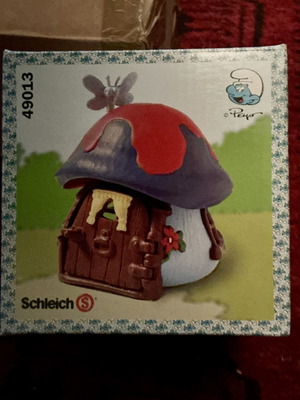 Vintage Schleich Smurf Mushroom House 49013 new, collectible