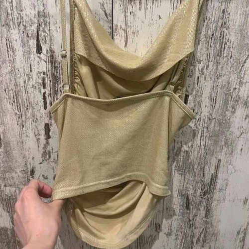 Top with side zipper gold new, size S