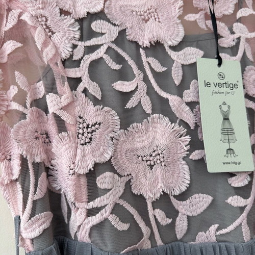 Le Vertige midi lace dress new, pink and gray