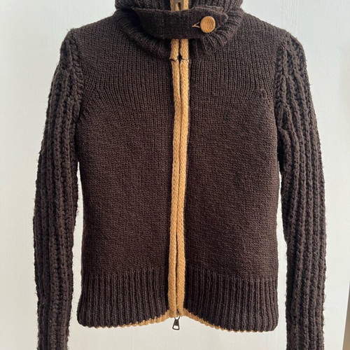 Miss Sixty knitted jacket used with fur inside brown no S