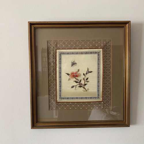 Chinese embroidery painting on silk used with wooden frame