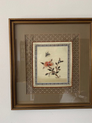 Chinese embroidery painting on silk used with wooden frame