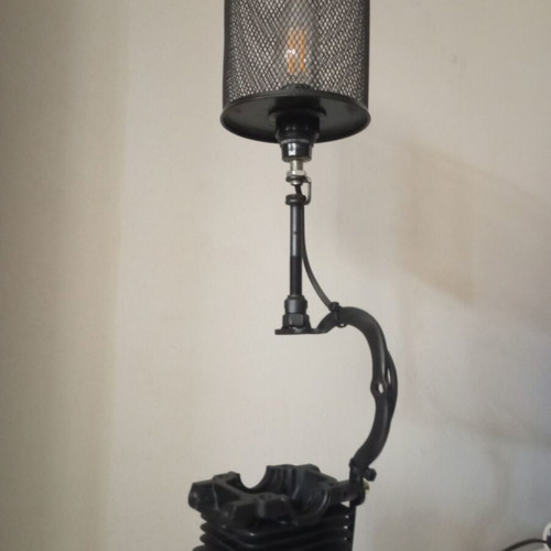 Handmade industrial style desk lamp from chainsaw motor, new
