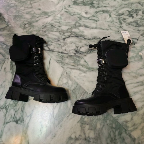 Celestino military style black boots new with chunky sole and side pouch