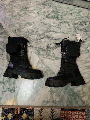 Celestino military style black boots new with chunky sole and side pouch