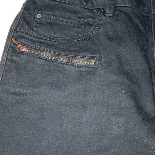 Denim short skirt with decorative zippers, black
