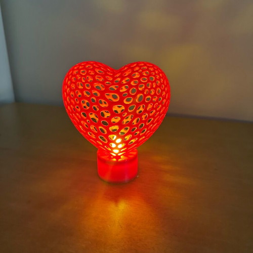 Decorative heart lamp with LED tealight new, 3D printed design