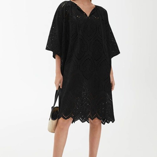 Arket Broderie Anglaise Kaftan dress black like new