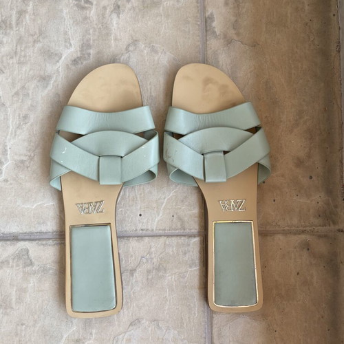 Zara women's sandals size 40 like new, green turquoise