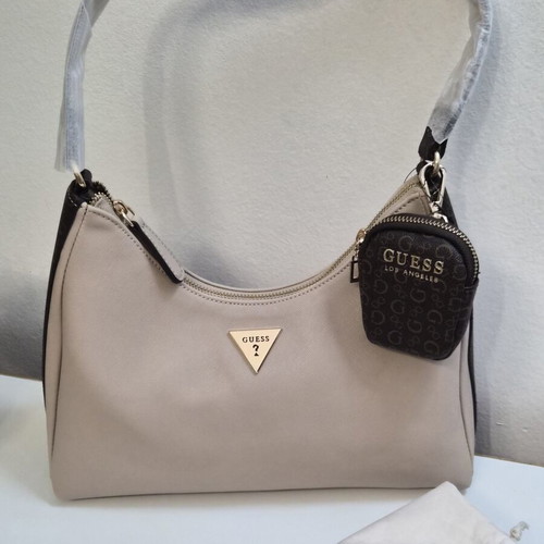 Guess Emerie Hobo shoulder bag new, beige multi with pouch