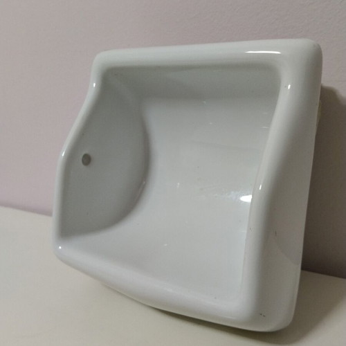 Vintage porcelain toilet paper holder used, white