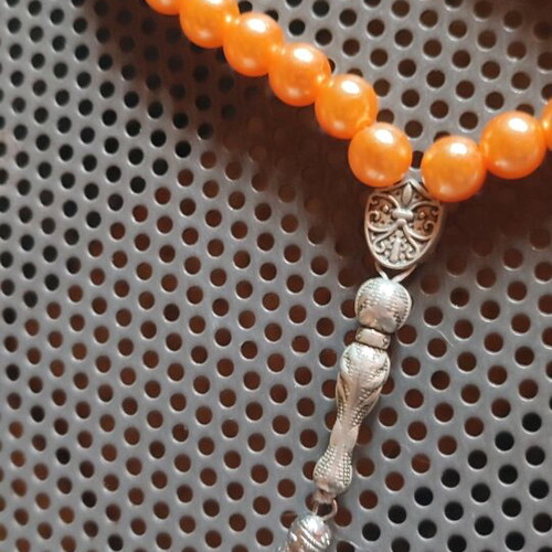 Muslim prayer beads new, synthetic with silver plated design