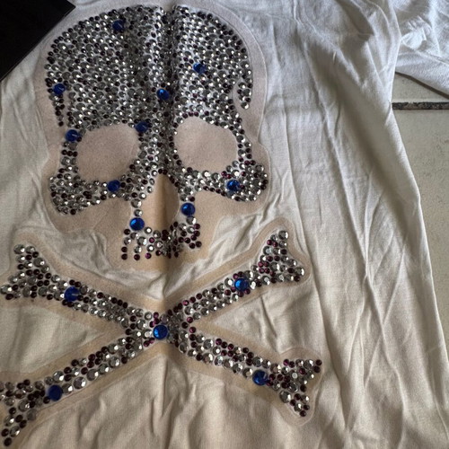 Long-Sleeve Mini Dress new with rhinestone skull design, size S