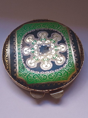 Vintage Italian leather powder case used with mirror