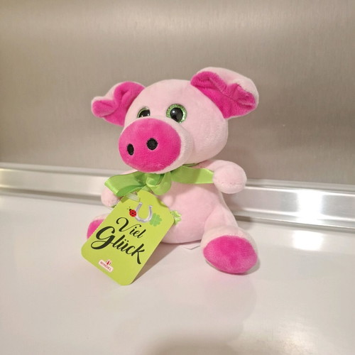 Good Luck plush pig new with horseshoe and ribbon