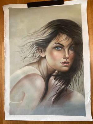 Handmade painting on canvas 'Female Portrait' new, vibrant colors