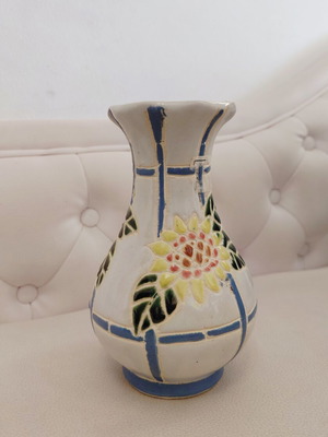 Vintage ceramic vase, handpainted