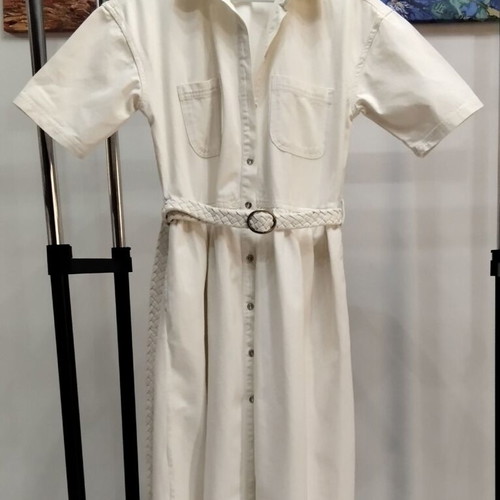 Denim Midi Dress Splash size L like new, ecru cream