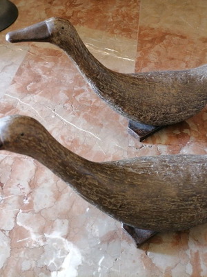 Wooden ducks used, set of 2, brown carved