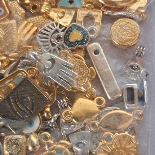Metal eye charms, 90g, mostly gold color, some 24k gold plated and silver plated
