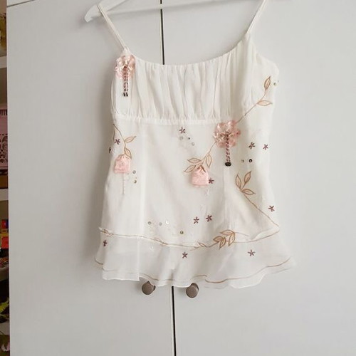 Top with flowers and beads new, size S, white