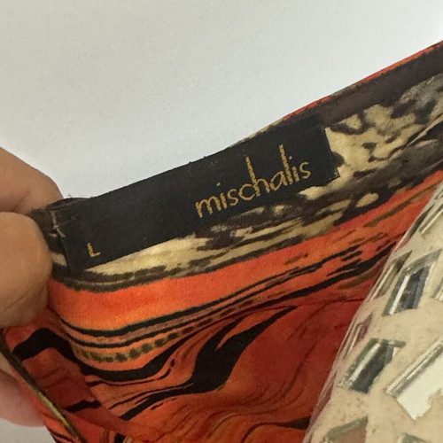 Mischalis Silk Gown One Shoulder Abstract Marble Print Size L Like New
