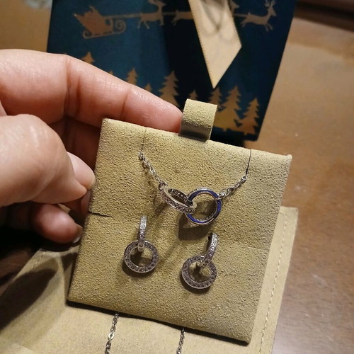 Silver set necklace and earrings S925 with zirconium new