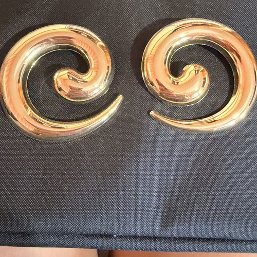 Spiral Gold Tone Statement Earrings new, lightweight